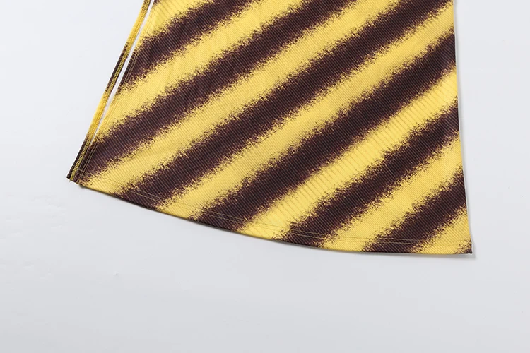 Weird Puss Sexy rückenfreies Kleid mit Kreuzmuster, Damenmode, gestreift, mit Perlenbesatz, ärmellos, heiß, für Strand, Urlaub, Party, figurbetont – Detail 9