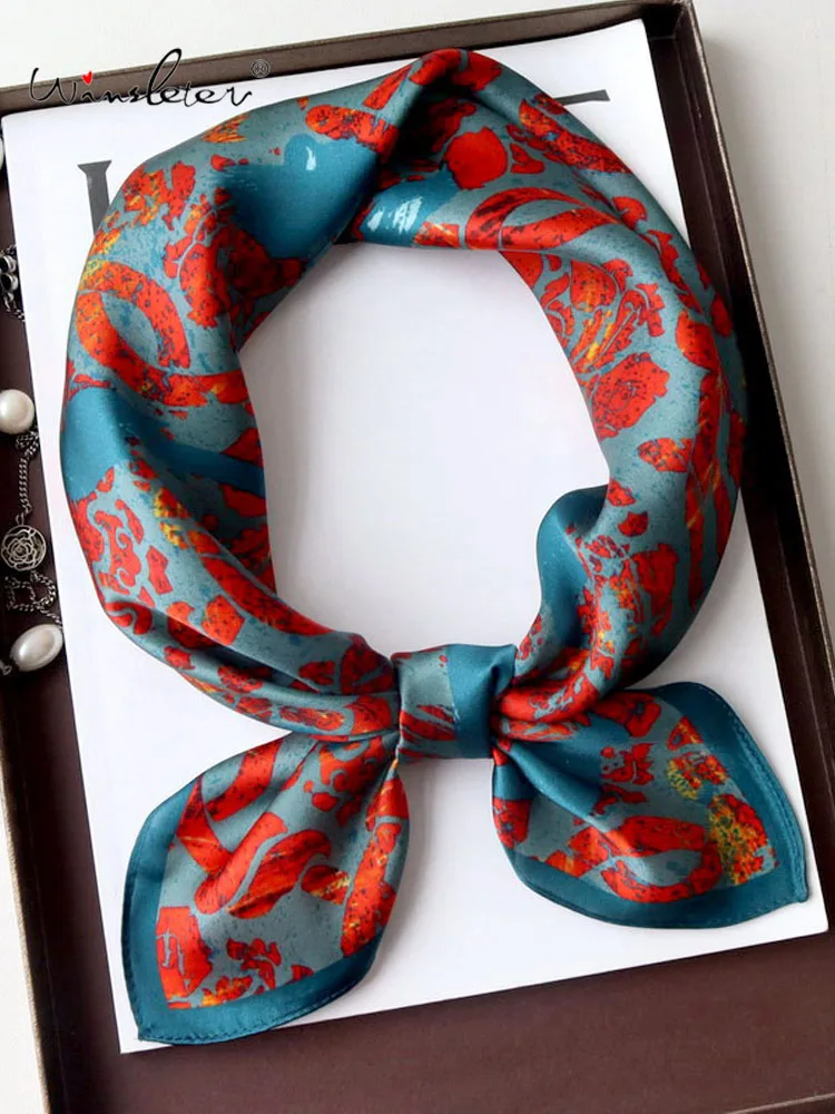 

Winsleter-Women 100%Real Silk Elegant Scarf, 68*68CM Printed, Mom Gifts Fashion Versatile Chic Scarves, 2025 Autumn New A58412CC
