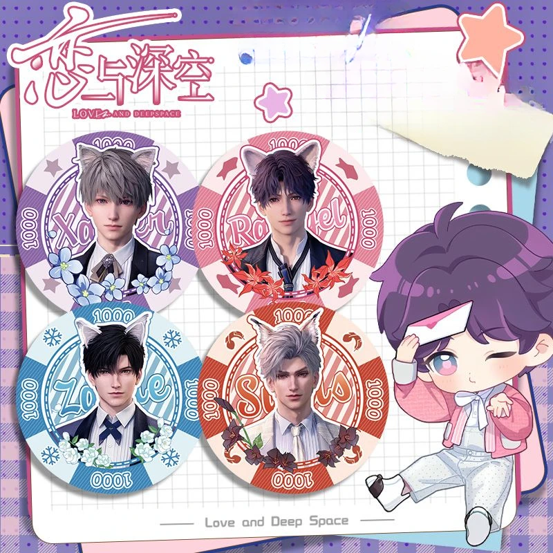 

Love and Deepspace Caleb Sylus Rafayel Zayne Xavier Creative Game Peripherals Acrylic Chip Coin Gift Cartoon Commemorative Coins