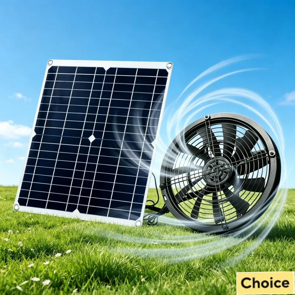 

15-25W Self Powered Exhaust Fan Kit Durable Solar Vent for Outdoor Workshop Coop House RV Garage