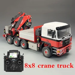 MAN F2000 1/14 RC Hydraulic Trailer Crane 8x8 with Rear Wheel Steering F1650 Truck Mounted Crane Metal Works Model Boy Toy