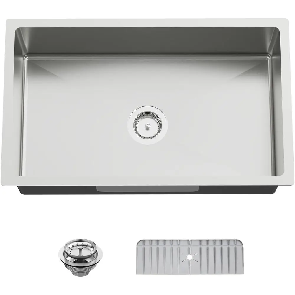 

Kitchen Sink, 30x18 Inch StainlSteel Undermount ern Single Bowl Drop In Kitchen Sink Combo-Silicon Mat,Drain Strainer Set Oering