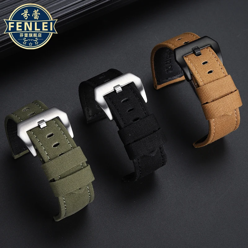 For Panerai Hamilton Diesel Watch Strap PAM111 441 Men\'s Canvas Leather Bracelet Soft Nylon cowhide Watch Band 20MM 22MM 24mm