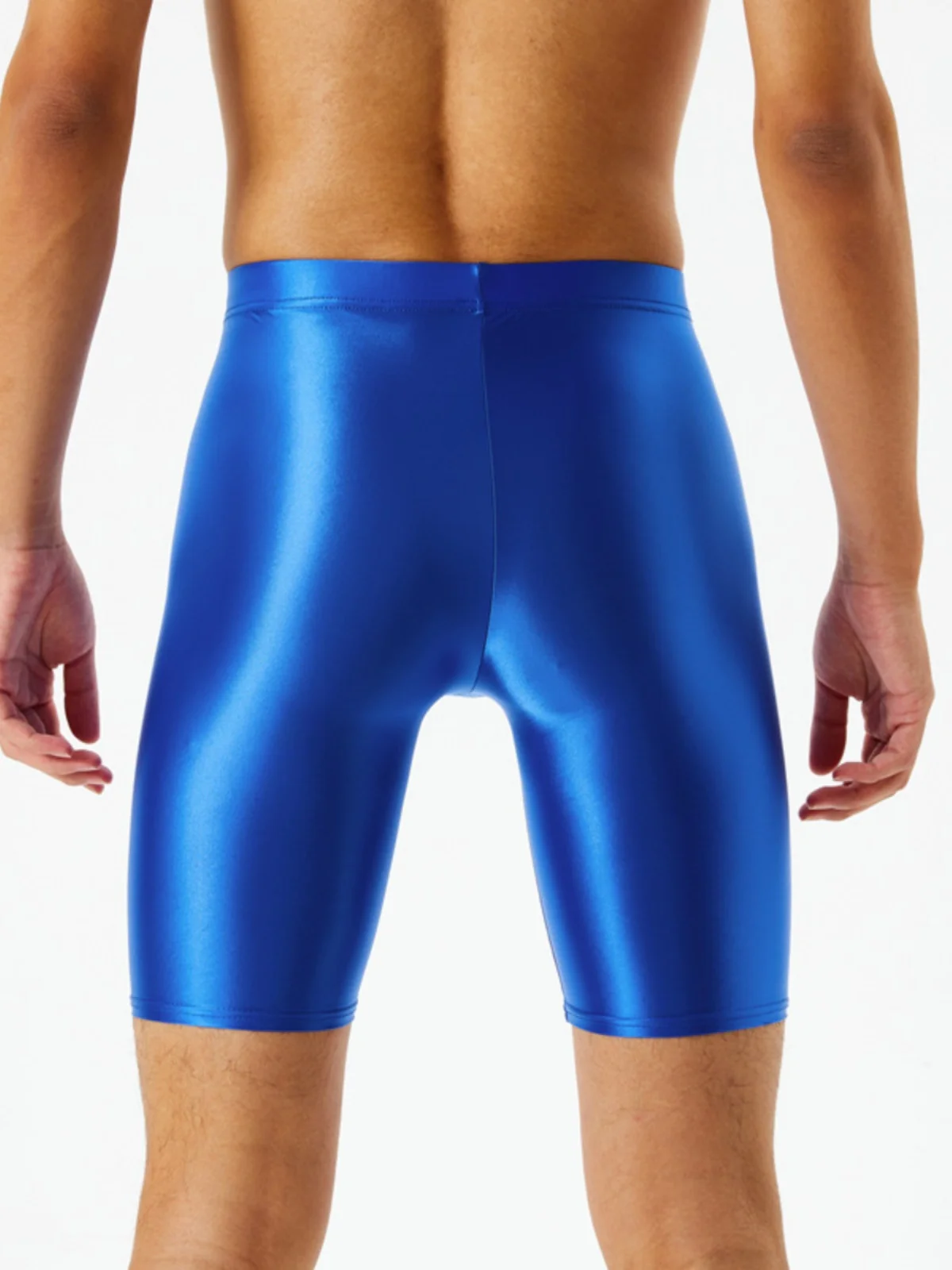 

Сексуальные облегающие спортивные шорты для мужчин, молодежные, глянцевые, повседневные брюки, осенняя коллекция, модные.