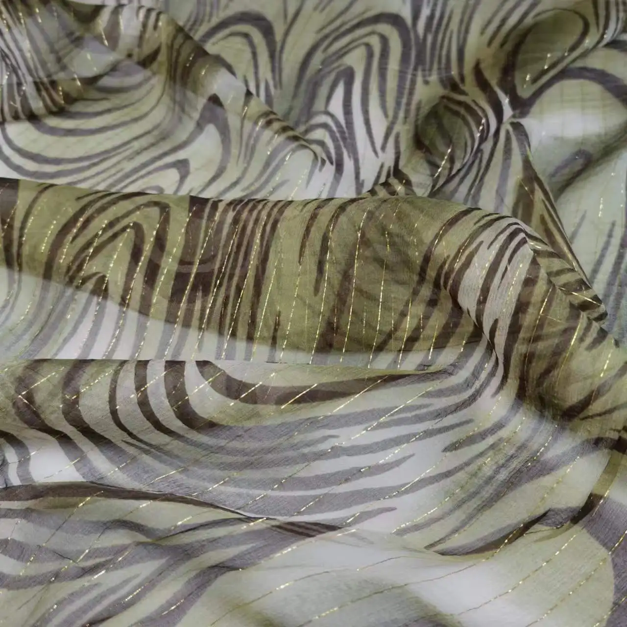 New Saree Silk Fabric Metallic Lurex Brocade Cooling Soft Chiffon For Dress Scarf Material