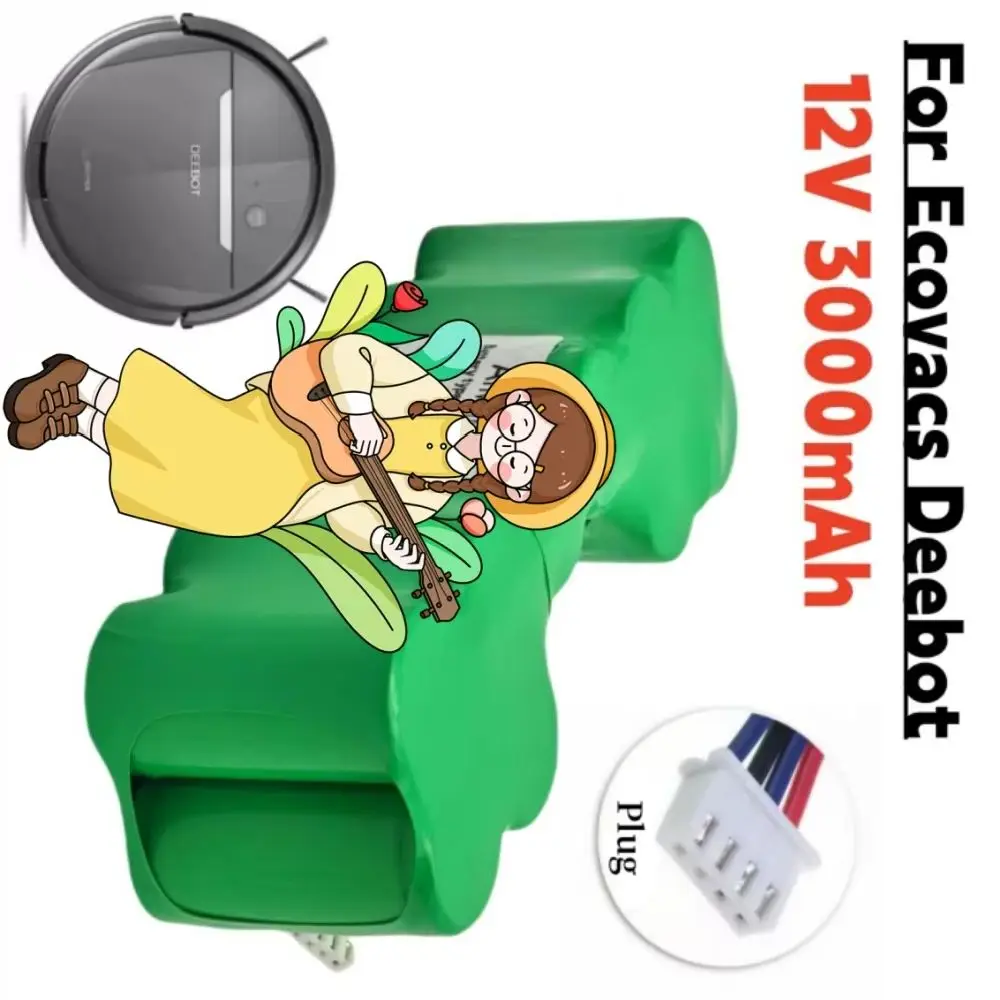 12V 3000mAh Ni-CD Replacement Battery for Ecovacs Robotic Vacuum Cleaner Models 10001568 10002167 DD3G DD4G DE5G DD35 DG710 DM88