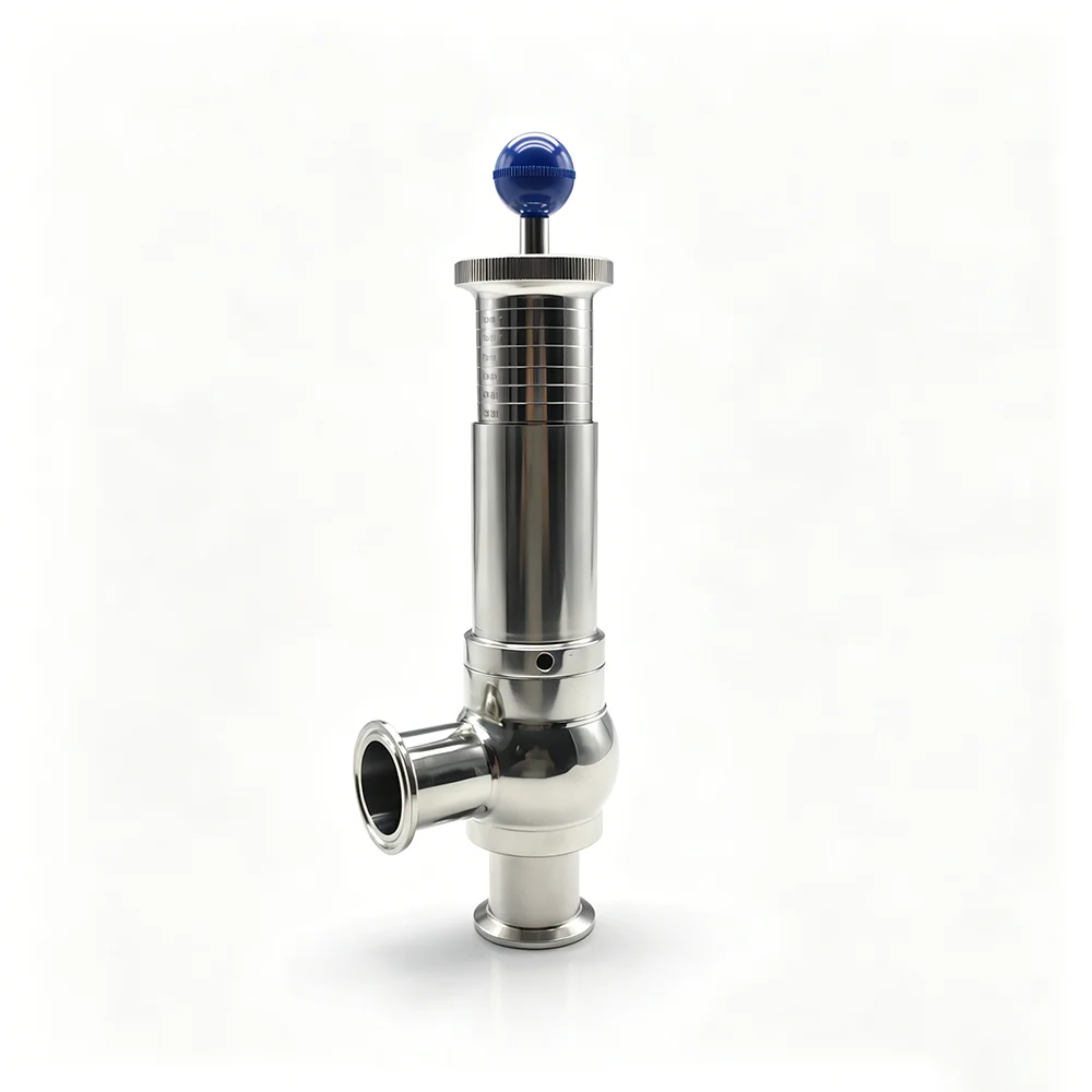 0.1～0.6bar Adjustable Pressure Relief Safety Exhaust Valve SUS304 Stainless Steel for Beer Brewing Tri Clamp 25mm 32mm 38mm