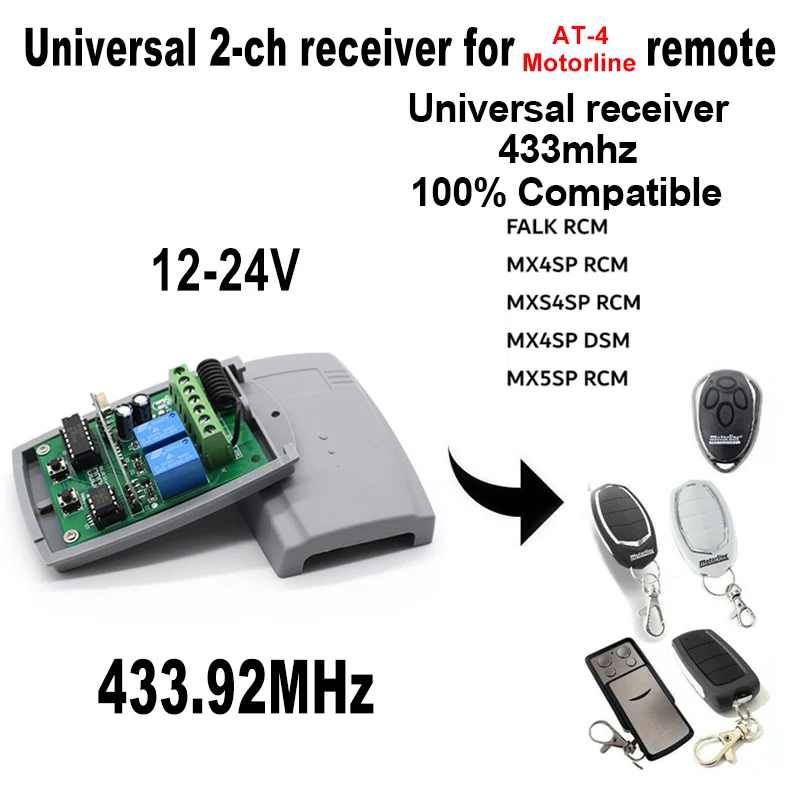 

Motorline MX4SP DSM RCM Alutech AN-Motors AT-4 приемник дистанционного управления 2-канальный 433,92 МГц управление воротами гаражная команда