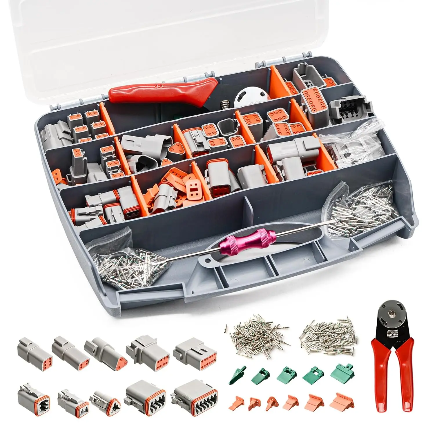 

452 шт. Серый комплект разъемов DT Deutsch — водонепроницаемый, 2–12 контактов, с инструментами и уплотнительными вилками