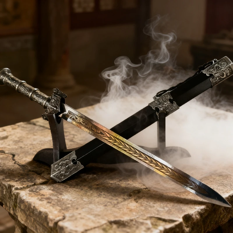 44cm Safe Ancient Sword Model Antique Bronze Finish Detailed Metal Craftsmanship Wall‑Mount Decor Unsharpened Ornament Men Gift