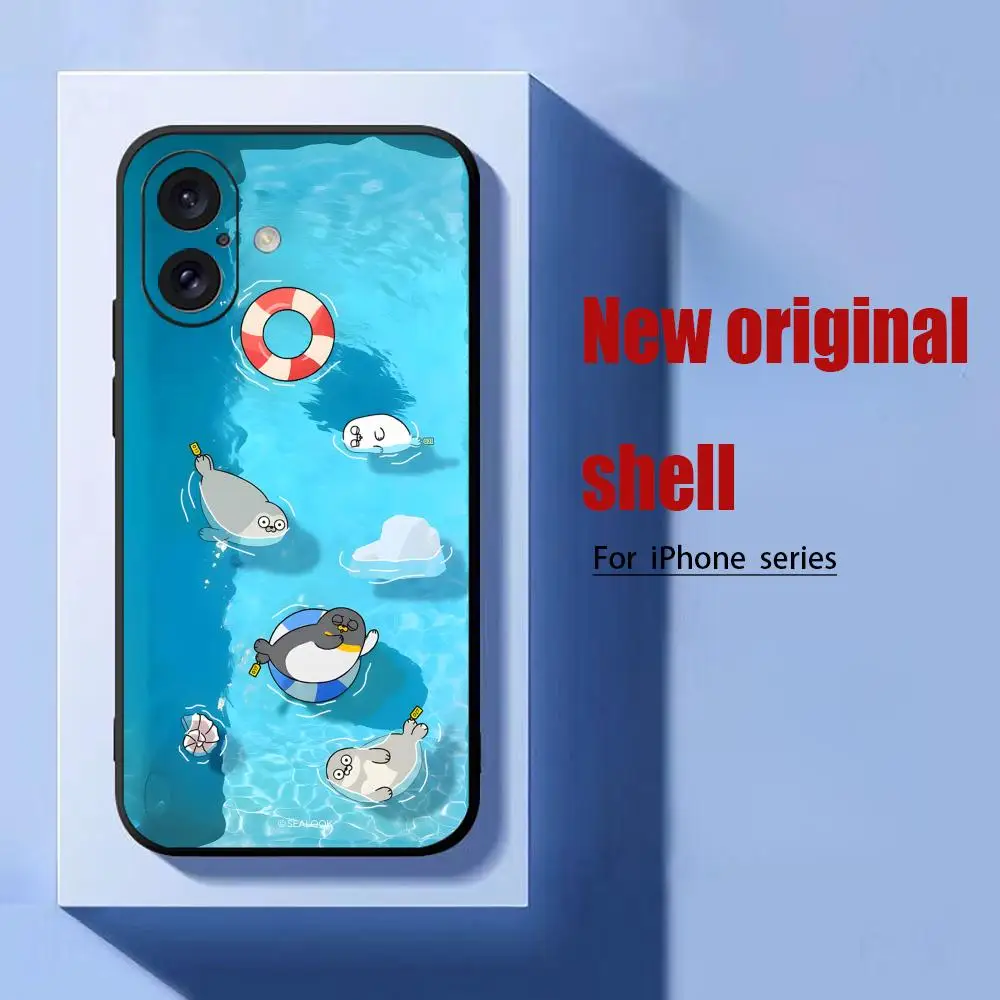 Cute Popular seal design Phone Case For iPhone 17 16 15 14 13 12 X XR XS 8 Plus Mini Pro Max Soft black Shockproof Cover view 2
