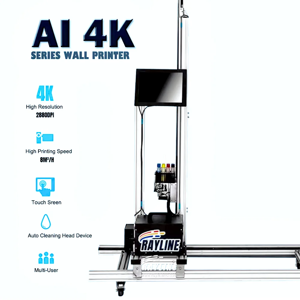 AI 4K Wall Printer UV Flat Smart Vertical Wall Printer Digital Varnish Inkjet Printing Machine Automatically Divide Pictures