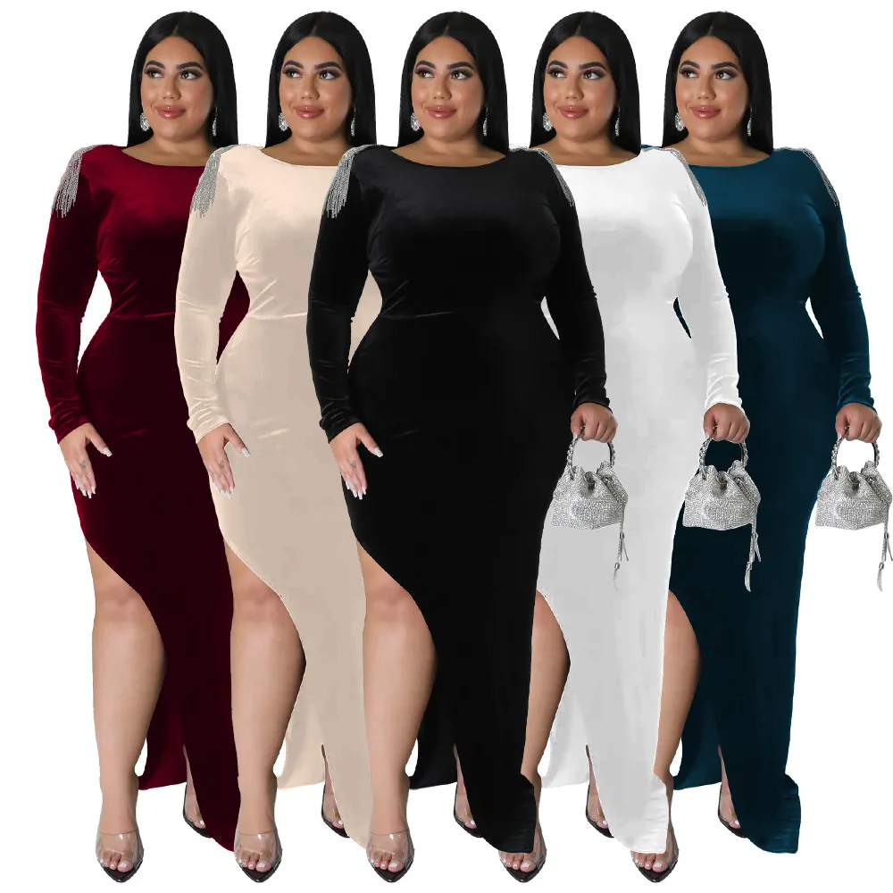 N7711 plus Size Slim-fit Sexy Dress New European American Fashion Elegant Decoration Women's plus Size Dress