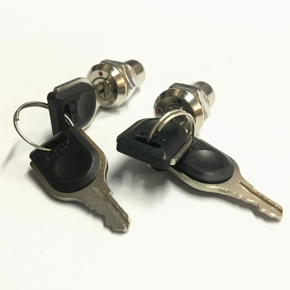 Motorcycle 12mm Zinc Alloy Electronic Key Switch 2 Keys ON OFF Phone Lock Security Power Button Tubular Terminals 2 Position 1A