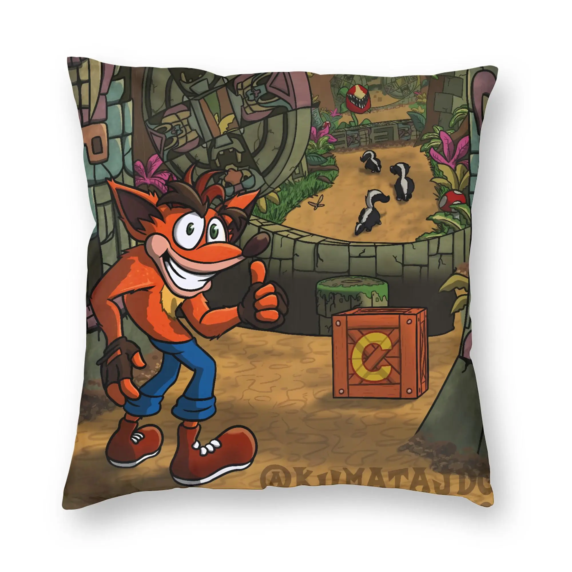 Pillow Cover Crash Bandicoot Jungle Run  Retro Trendy Pillow Case For Office Car Home Decor Pillowcases