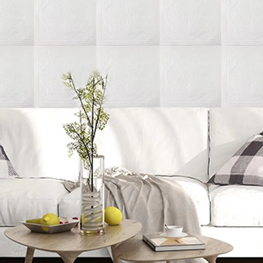 35*35cm Self-adhesive Wallpaper Anti-collision Waterproof 3D Tile Brick Peel and Stick Bedroom Ceiling Bed Room Decoration