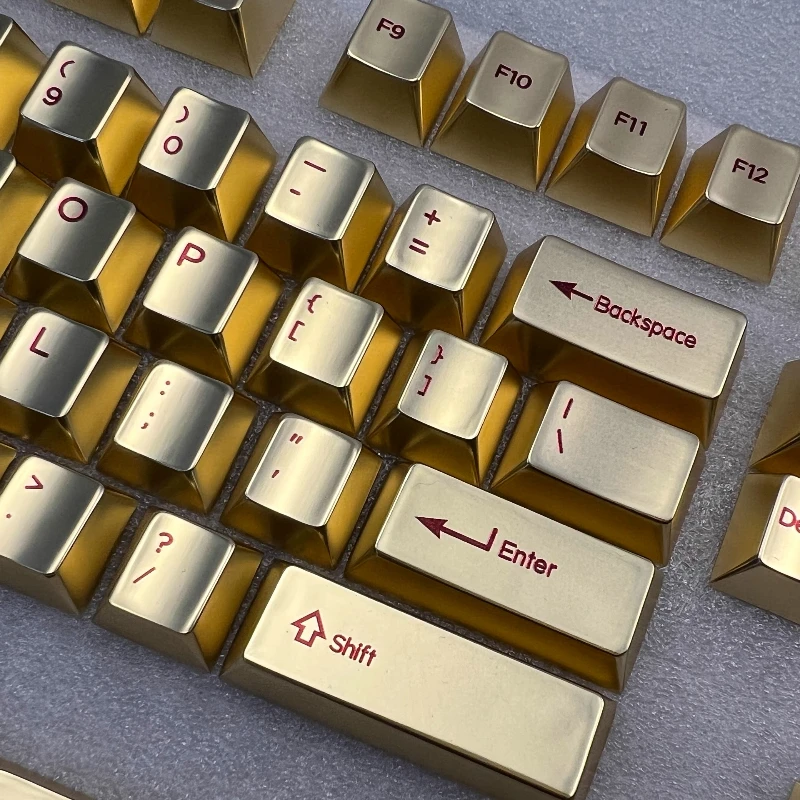 Tutup Tombol Logam Campuran Aluminium Tutup Kunci Titik Profil Ceri Kustom Tutup Tombol Desain Pengrajin Emas Cermin Emas Matte untuk Gamer