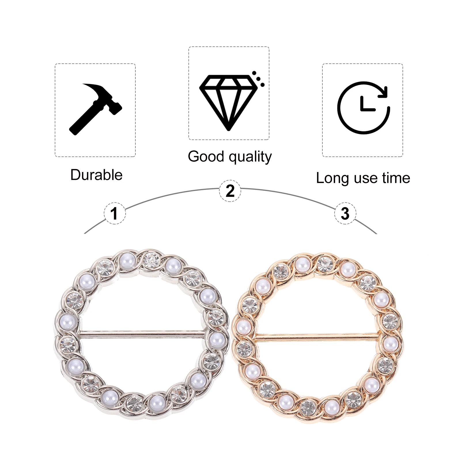 

2pcs Waist Buckle Decorative Shirt Clip for Women Alloy Tshirt Rings Neckerchief Fashion Buckles Durable Smooth Edge