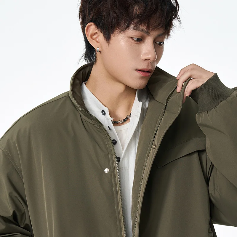 سترة قطنية مبطنة بياقة واقفة للرجال، كاجوال للعمل على الطراز الكوري، مجموعة خريف وشتاء 2025