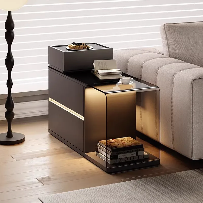 Italian sofa side cabinet light luxury high-end creative side table living room new removable corner table small coffee table