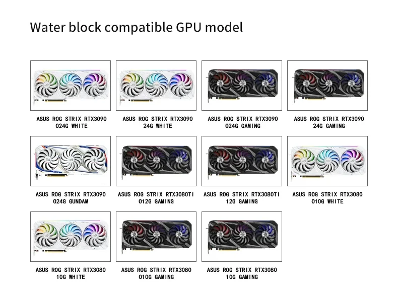 Imagem -05 - Barrow Gpu Gaming Placa Gráfica Cooler Bloco de Água para Asus Strix Rtx 3090 3080 3080ti 5v Argb 3pin Aura Sync