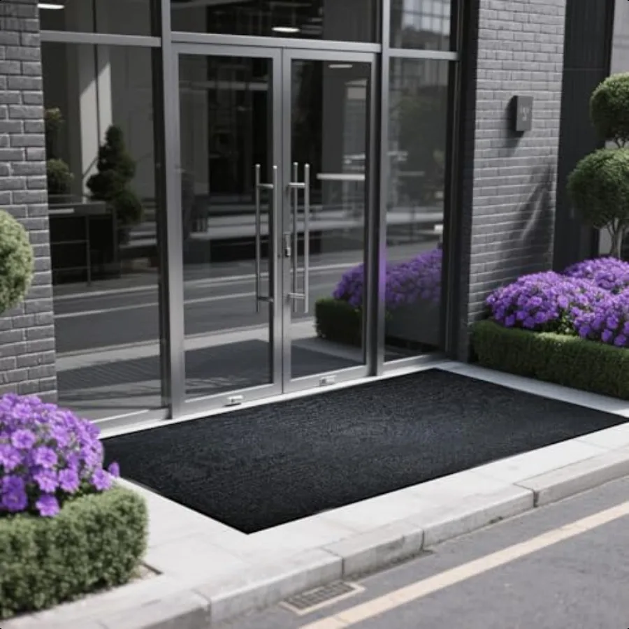 Extra Large Indoor Outdoor Entrance Mat 4 x 5 Feet Rubber Border Door Mat Waterproof LowProfile Easy to Clean Rubber Entry Mat