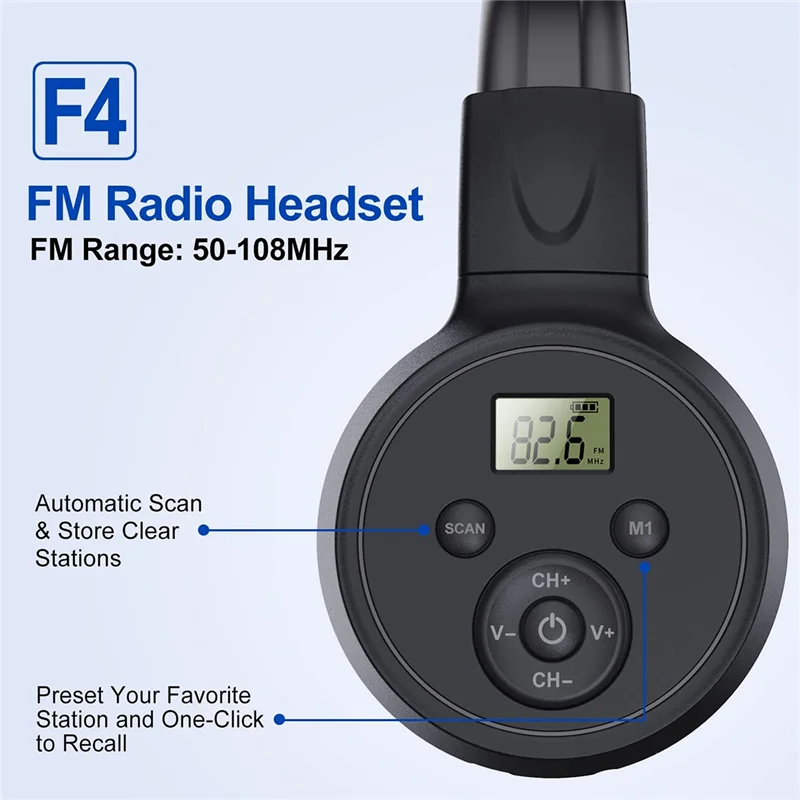 

B49Портативные беспроводные FM-радио наушники, перезаряжаемый FM-радиоприемник для встреч, ежедневных работ, пеших прогулок, бега