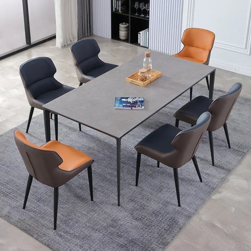 Modern Restaurant Dinning Furniture Leather Dining Room Chairs With Metal Frame Legs