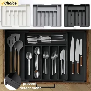1Pcs Upgradation Adjustable Flatware Tableware Organizer – Plastic Multifunctional Drawer…