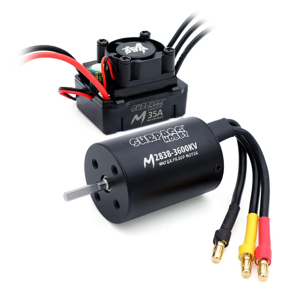 Overtref Hobby waterdichte motor M2838 3600KV met 35A ESC of M2845 3800KV met 45A ESC voor Wtloys Remo 1/12 1/14 1/16 1/18 RC auto boot