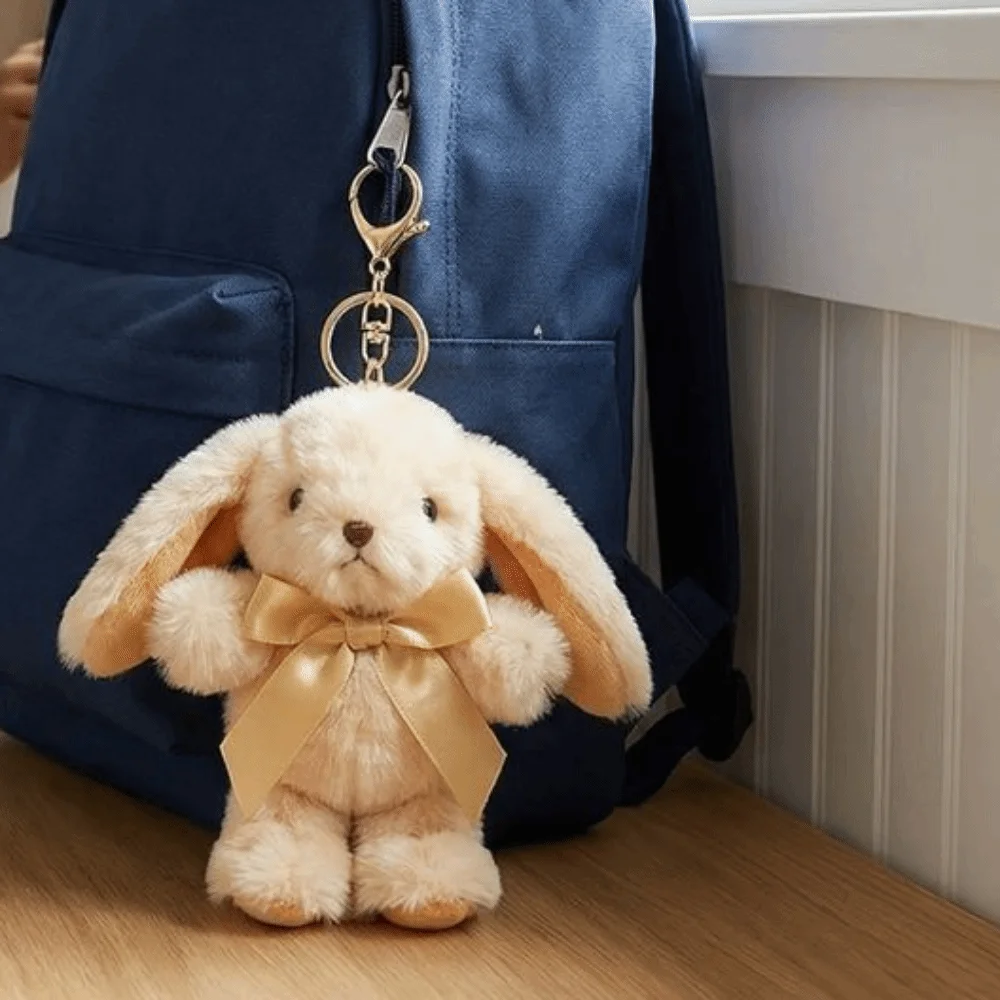 New Cute Cartoon Rabbit Keychain Fur Pompom Easter Bunny Key Ring Decoration Colorful Animal Bag Charm Gift