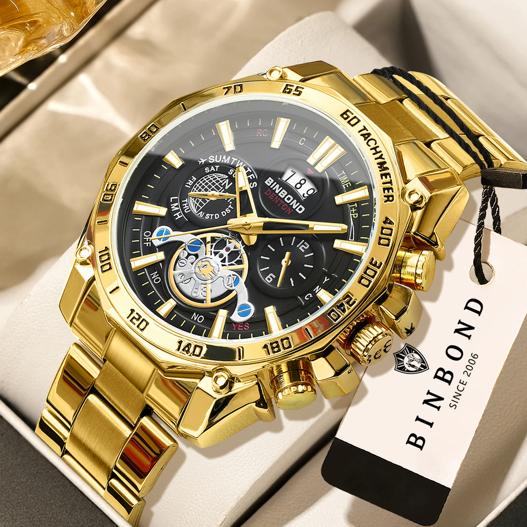 BINBOND Luxus-Quarzuhren für Herren, leuchtend, wasserdicht, automatisches Datum, präzise, langlebige Herrenuhr, Sport- und Business-Mode, Reloj