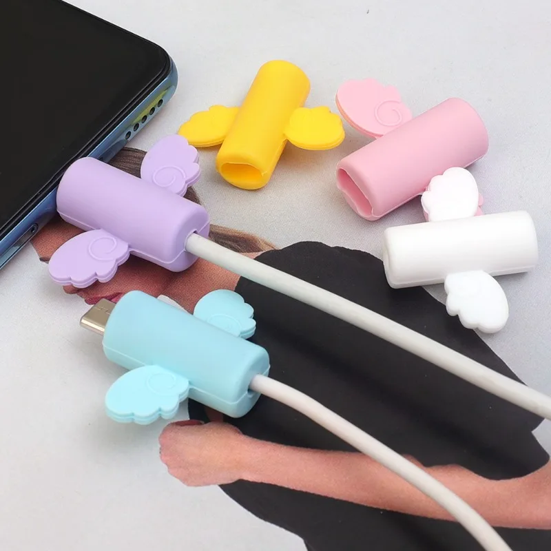 Kawaii Cute USB Charging Cable Winder Protector Data Cord Anti Break Protective Cover Soft Silicone Charger Wire Protection