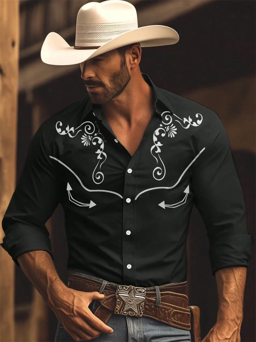Men's Long-sleeve Printed Shirt with Collar, Stylish Men's Top image 2