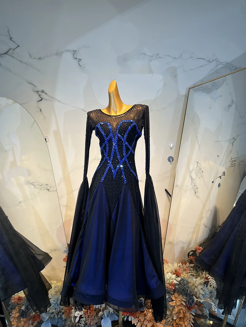 Vestido de dança latina para adultos e crianças, pedra ab, saia de malha personalizada de alta qualidade, tango, roupas profissionais femininas