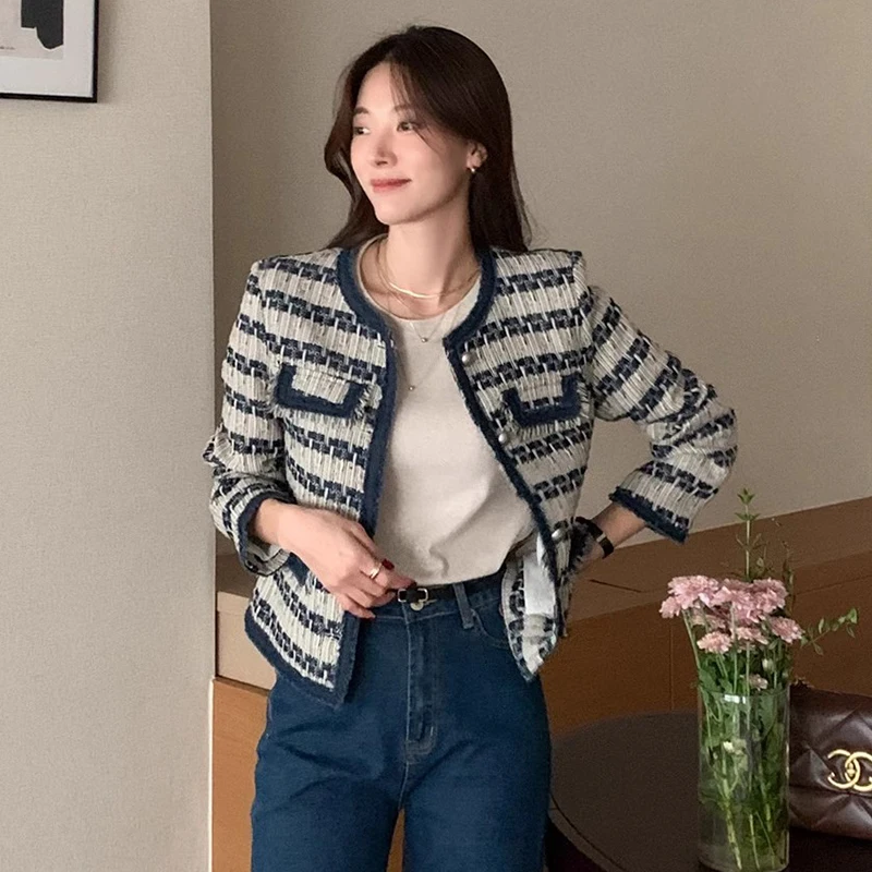 Wind Coat Women Autumn Spring 2025New High-End Korean Jacket Short Tweed Fashion Temperament Outerwear Female Top