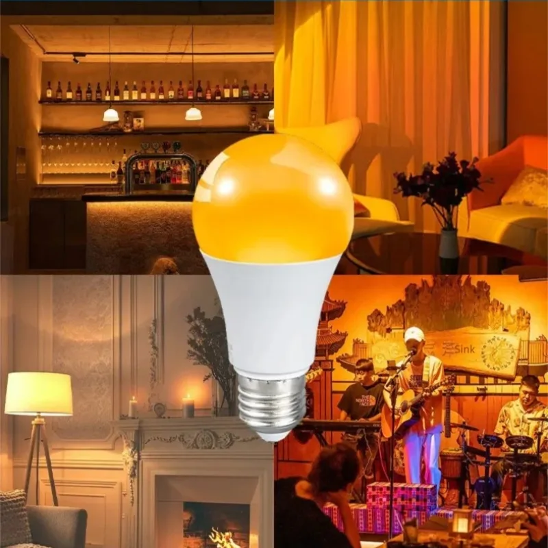 Amber Light Sleep Led Bulb Remote Control Stepless Dimming 110V 220V Lamp Warm Lighting for Bedroom Living Room Corridor Indoor