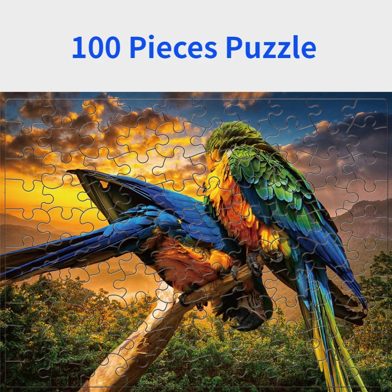

100 штук головоломка для сборки картины Мультяшные животные попугай головоломки для снятия напряжения игрушка Образовательные Подарки