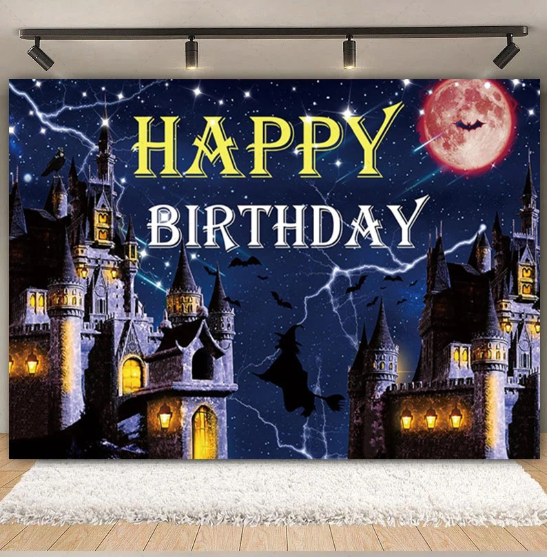 Magic Theme Party Cartoon 9-3 Background Children Boy Magic Academy Castle Owl Baby Shower Photography Decoration Banner Props