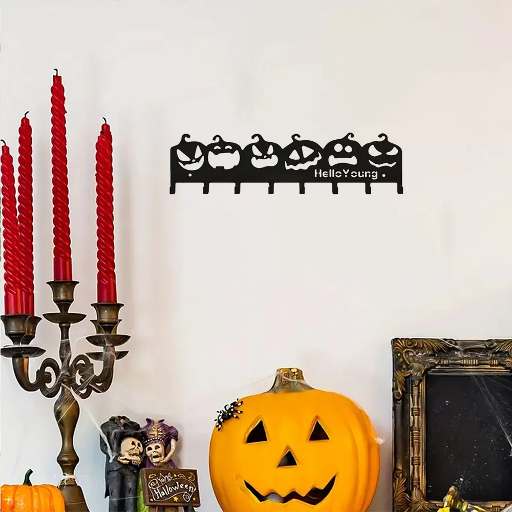 1pc Spine-Chilling Metal Decorative Hook - A Portable Storage Rack with a Sinister Halloween Horror Pumpkin Look