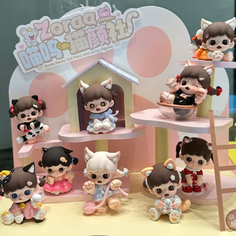 

Подлинная серия Zorra Meow Cat Face, слепая коробка, милый дисплей, мини-коллекционные фигурки, загадочная коробка, настольное украшение, подарок на день рождения
