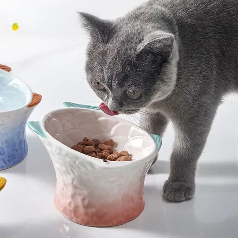 

Cat Bowl Pet Feeder Dish Dog Treats Bowls Plate Feeding Eating Ceramic Elevated Dishes Kitten Decorative Creative Raised Water