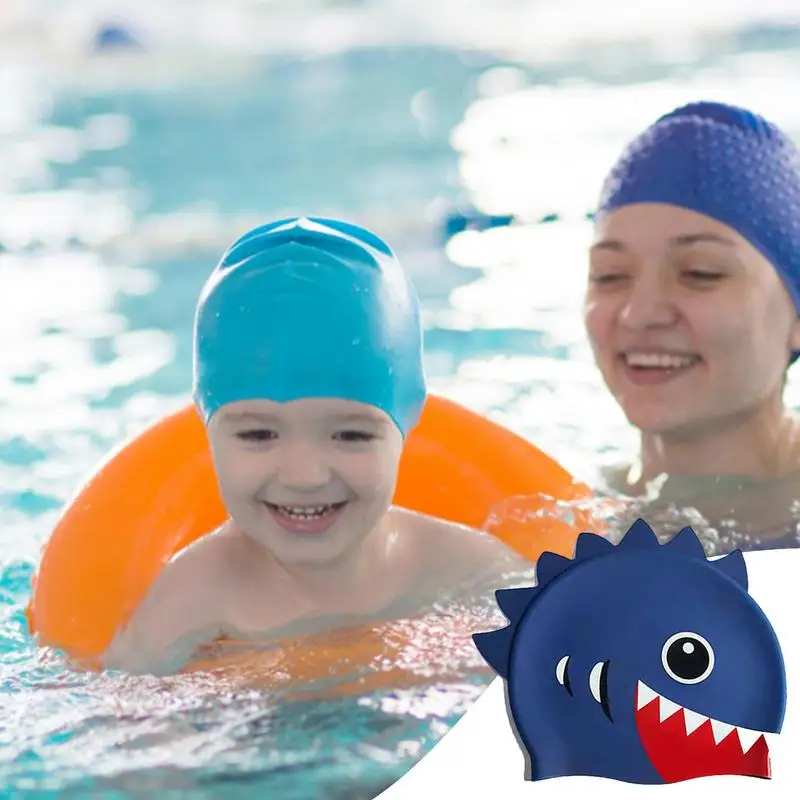 Kids Silicone Waterproof Comfortable Hair Care Children\'s Cartoon Shark Elastic Diving