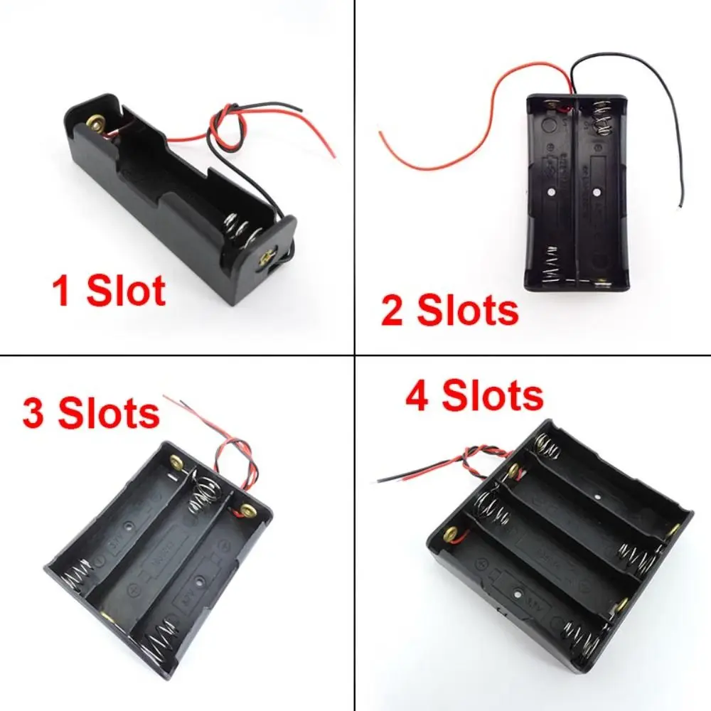 1/2/3/4/5/6 Slots Battery Holder With Wire Leads Plastic Material Battery Storage Case Easy Soldering Nickel-plated Brass
