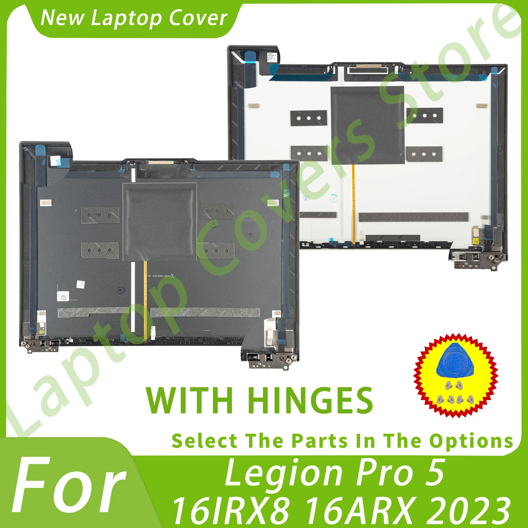 

Верхняя крышка для Legion Pro 5 16IRX8 16ARX8 Y9000P R9000P 2023, металлическая задняя крышка + петли, один комплект, ремонт серого/белого цвета, крышка