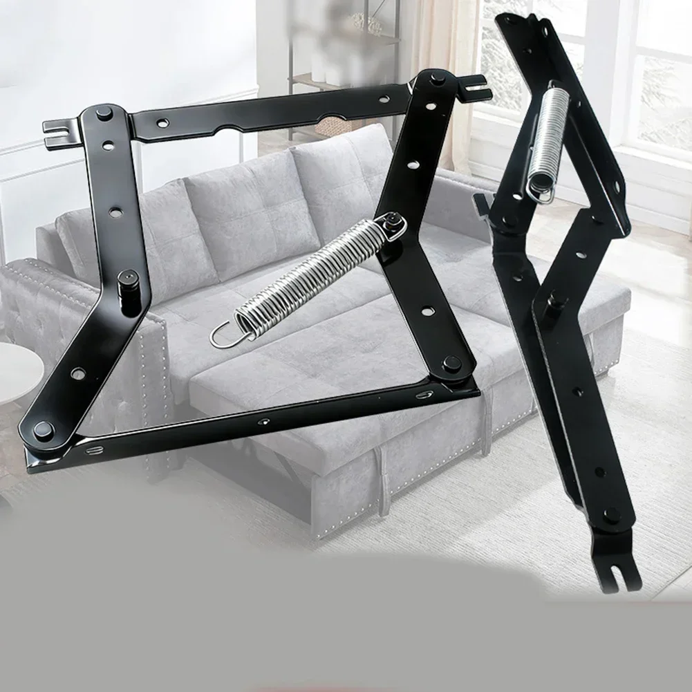 2Pcs Heavy Duty Steel Spring Hinges Folding Lift Top Hinges Replacement Spring Hinge For Cabinet Doors Sofa Bed Furniture Mount