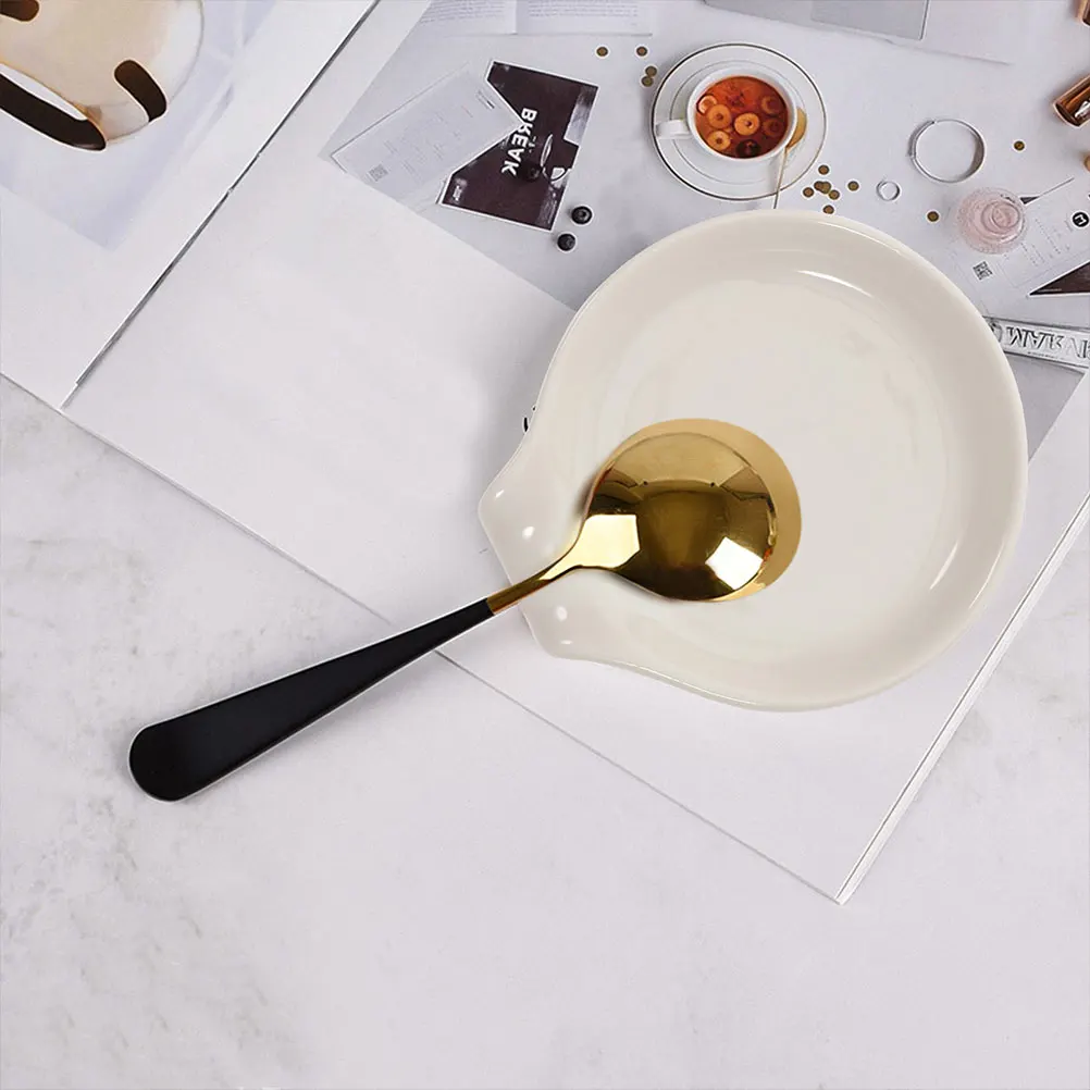 

Ceramic Spoon Rest Kitchen Scoop Holder Smooth Countertop Spoon Rest Multifunction Small Dish Holder Scoop Holder,