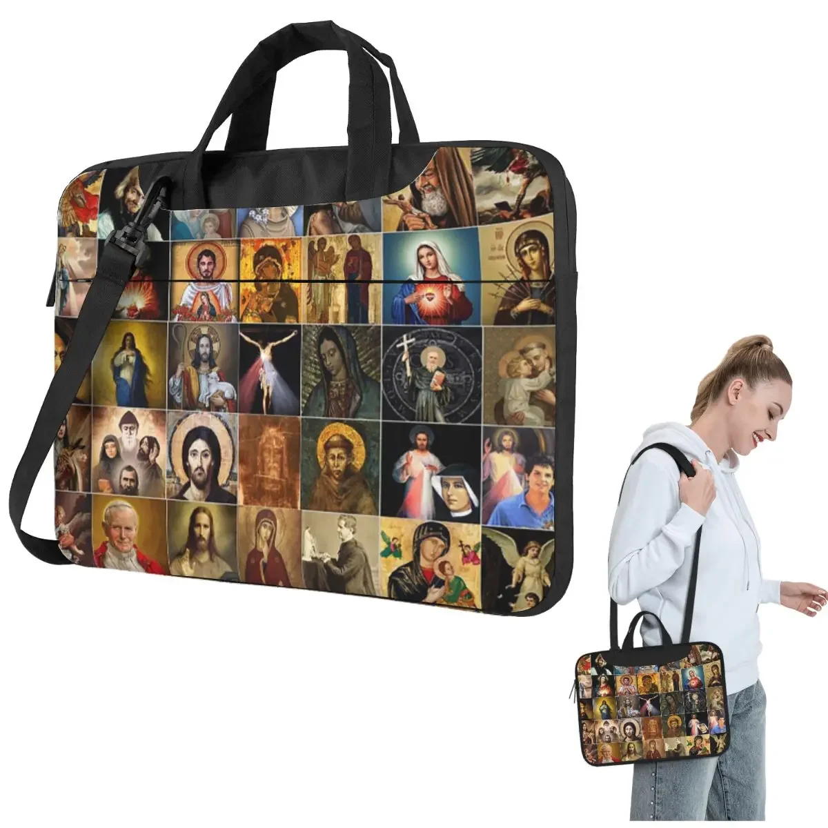 Saints Jesus Mary I Trust In You Crossbody Laptop Bag Case Computer Bag 13 14 15.6 Inch Notebook Pouch for Lenovo
