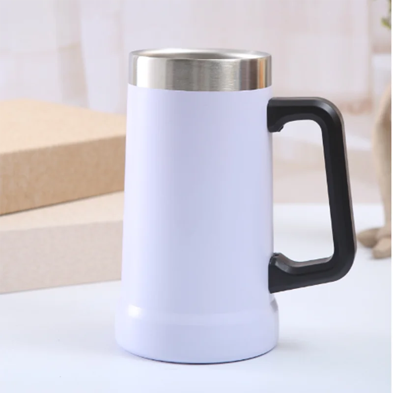 with logo 709ml Inox Thermal Mug For Beer 4 hours ice cold Large capacity handle beer mug 304 stainless steel thermos