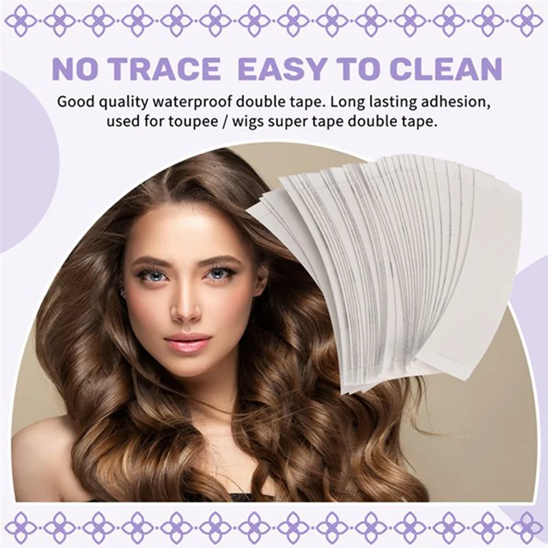 A04V 72 strisce di nastro per parrucca biadesivo ultra resistente, adesivo forte, impermeabile per toupet e parrucche in pizzo